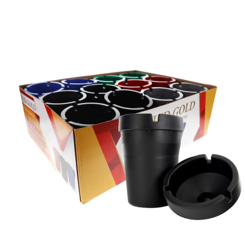 SOLID GOLD PLASTIC BUTT BUCKET ASHTRAY 12CT/DISPLAY - ASSORTED DESIGNS